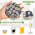 thumbnail image 2 of Yayeee 6 PCS Drink Coasters with Holder Set Woven Absorbent Round Tabletop Hot Pad, Retro Daisy Pattern, 2 of 7