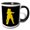Black/White, variant on 3drose, a Cool Pair of Tango Dancers. Yellow Silhouettes on Black Backdrop, 11oz Two-tone Red Mug