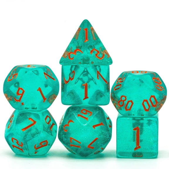 Cusdie 7-Die Acrylic DND Dice, Sickle Font Polyhedral Dice Set for Role Playing Game Dungeons and Dragons D&D Dice Pathfinder