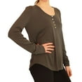 thumbnail image 2 of P.J. Salvage Womens Luxe Henley Pajama Sleep T-shirt, Grey, Small, 2 of 5