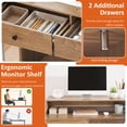 thumbnail image 4 of Extendable Computer Desk with 2 Drawers, Home Office Desk with Pull Out Secondary Desk for Study,Working,Writing，Natural, 4 of 10