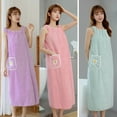 thumbnail image 2 of Bath Towel Household Women Wearable Wrap Adults Absorb Water Polyester Dry Hair Skirt Long Style Bathroom Washable Bathrobe, 2 of 9