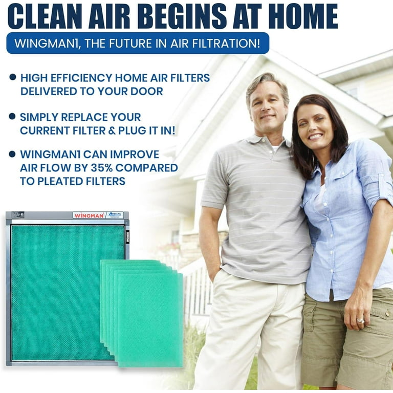 Electronic Air Filter with 1 Yr Supply of Air Purifier Pads HVAC Heater Air Return Furnace Filters for House Air Conditioner Replacement