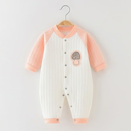 

Pitauce Baby Pajamas Cotton One-Piece Button Sleeping Pajamas Cartoon Mushroom Rompers Homewear Soft Warm Long Sleeve Jumpsuits for Girls and Boys Gifts for Baby