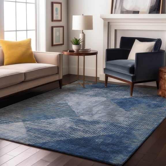 Addison Rugs Mayfield Premium Machine Washable Transitional Diamond Blue Rectangle Rug, 10' x 14'