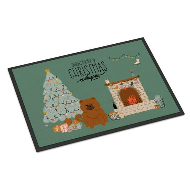 Carolines Treasures CK7705MAT Tapis Intérieur Ou Extérieur 18 x 27 Po. Rouge Chow Chow Noël Tout le Monde
