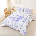 thumbnail image 2 of Manfei Kawaii Bow Personalized Initial J Full Size Comforter Sets 3 Pieces for Girls,Polka Dots Bowknot Alphabet Bedding Sets for Kids Teens,Ultra Soft Home Decor, 2 of 6