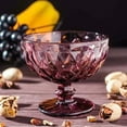 thumbnail image 2 of STP GOODS Vintage Embossed Glass Dessert Bowl Set of 4 pcs 8.45 fl oz (250 ml) Glass Candy Bowl Serving Bowl with Stem Ice Cream Bowl for Pudding Fruit Snack Trifle Appetizes, Burgundy, 2 of 6