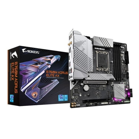 UPC: 0889523035047 | GIGABYTE B760M AORUS ELITE AX LGA 1700 Intel B760 M-ATX Motherboard with DDR5  Dual M.2  PCIe 4.0  USB 3.2 Gen2X2 Type-C  Intel Wi-Fi 6E  2.5GbE LAN  Q-Flash Plus  PCIe EZ-Latch