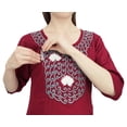 thumbnail image 1 of Bimba Moms Maroon Embroidered Women Rayon Calf Length Maternity Pleated Dress - 30, 1 of 2
