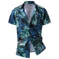 thumbnail image 2 of nsendm Costume Homme Adulte Costume Coréen Costume Homme Été Imprimé Manches Courtes Col Rabattu Haut Simple Boutonnage Short Pantalon Costume Été Homme (Bleu, 2TG), 2 of 7