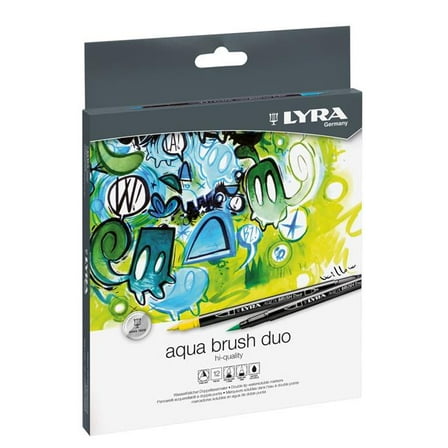 Dixon Ticonderoga DIXL6521120 Aqua Brush Duo Art Markers, 12 Colors