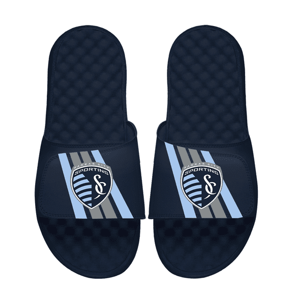 Men's ISlide Navy Sporting Kansas City Vertical Stripes Slide Sandals