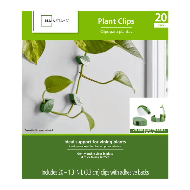 Mainstays Leaf Green 20 Pack Plastic Plant Clips for Wall Vines