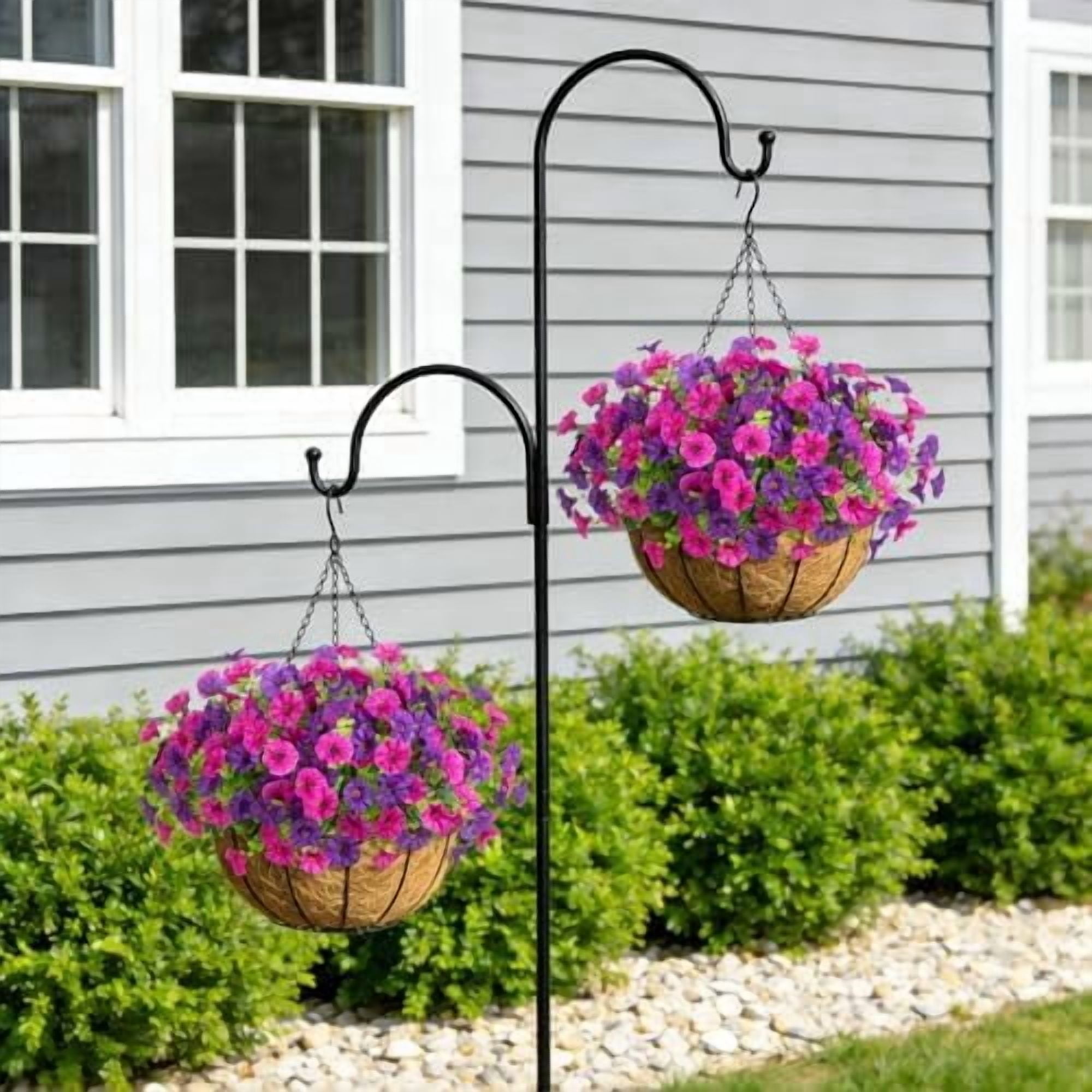 Jointown 12 Bundles Morning Glory Artificial Flowers for Outdoor Decoration UV Resistant Fake Plastic Plants Artificial Greenery for Indoor Outdoor Garden Patio Window Box Home Decor Spring Summer