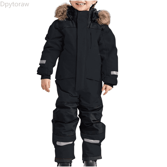Dpytoraw Glow In The Dark Kids Water Snowsuit Insulated Jumpsuit For Cold Weather Outdoor Winter Play And Activities Back to school outfits 2026 Size Black 8-9 Years