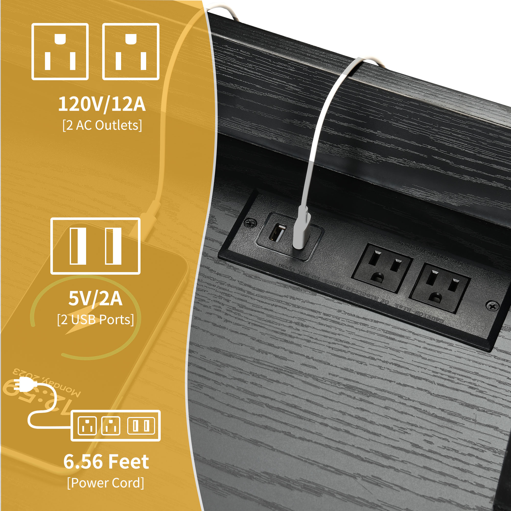 DWVO 71" Tall Kitchen Pantry Storage Cabinet with Power Outlet, Freestanding Cupboard Storage Buffet Hutch with Microwave Stand, Storage Pantry with Drawers & Glass Doors, Black