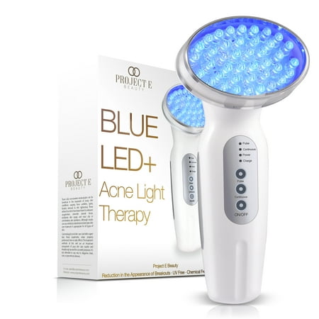 Project E Beauty Blue LED+ Acne Light Therapy | 415nm Blue Photon Beauty LED Therapy Anti Acne Spot Scars Removal Reduce Inflammation Smooth Improving Sensitive Calming Anti Bacteria Facial Device