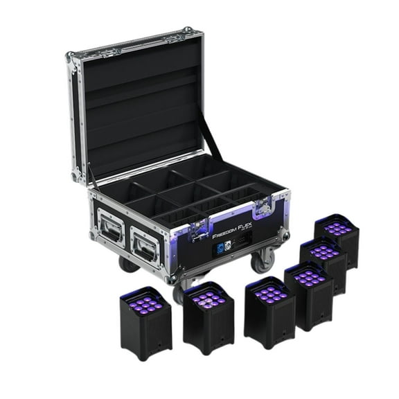 CHAUVET DJ Freedom Flex H9 IP X6 Wireless Outdoor-Rated Battery-Powered Uplight Set With Charging Road Case