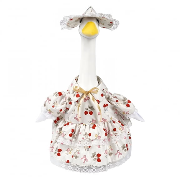 XIBUFE Spring Porch Goose Clothes, 23 Inches, Outdoor Patio Yard Lawn Art Decoration