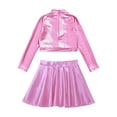 thumbnail image 4 of YiZYiF Kids Girls 2Pcs Shiny Latin Jazz Dance Set Metallic Sequins Crop Top with Skirt Cheer Leader Dance Outfit Pink 6, 4 of 7