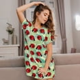 thumbnail image 3 of Fuzoiu Red Ladybugs And Leaf Print Women Nightgowns, Soft Comfy Lightweight Short Sleeves Sleepwear,Crew Neck Loungewear, 3 of 6