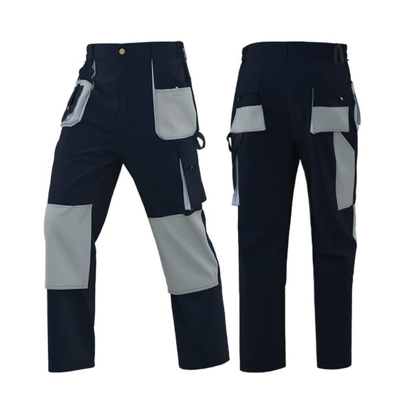 Erwazi Men's Utility Work Heavy Duty Construction Workwear Pants Carpenter Knee Reinforcement Trousers Color Block Safety Pants with Multi Pocket