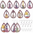 thumbnail image 1 of Kit de 78 piezas para hacer aretes de madera (9 pares) con dijes musicales, instrumentos musicales, guitarras ligeras de madera, arpa, lágrima, grandes, ganchos para aretes, anillos de salto., 1 of 5