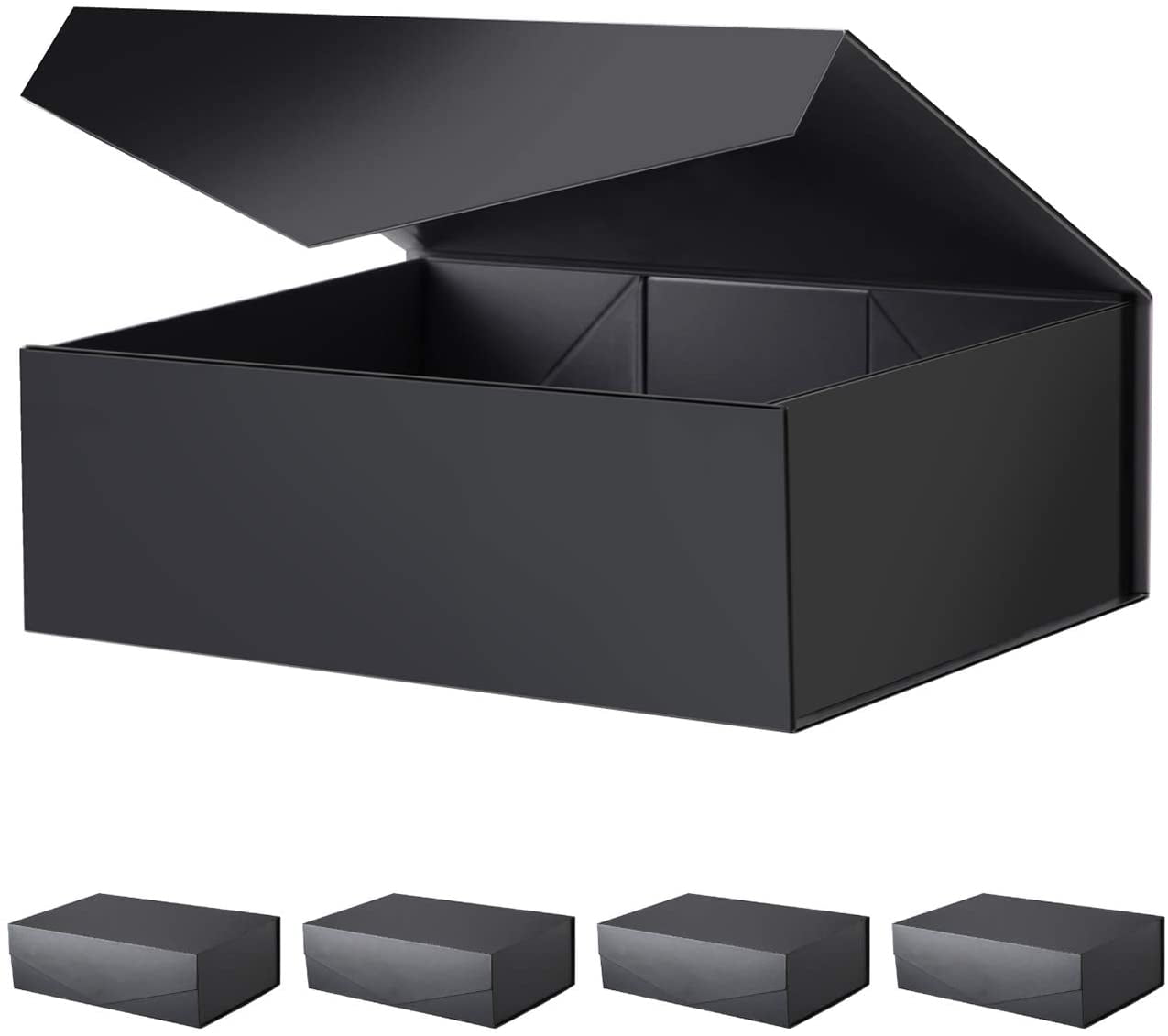 PKGSMART 5 Large Black Gift Boxes, Gift Boxes with Lids for Wedding, 13.5x9x4.1 inches