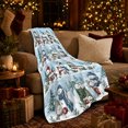 thumbnail image 3 of Snowmen with Mugs Scarves Pine Forest and Falling Snow, Cozy Watercolor Winter Scene for Snowman Lovers, Warm Flannel Blanket for Living Room and Family Room, Christmas Gift, Home Decor, 3 of 9