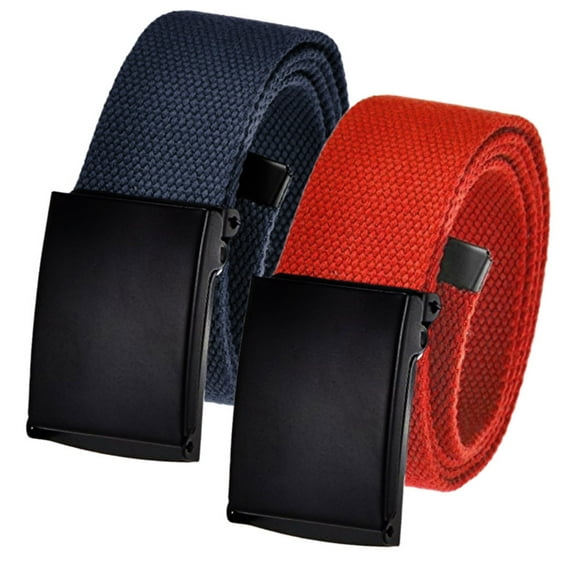 Men's Cut to Fit Waist Size Up to 70" Casual Outdoor 2 Belt Pack with Black Military Flip Top Buckle