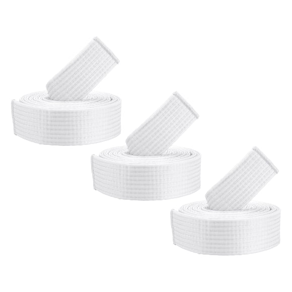 Unique Bargains 6.6FT Taekwondo Colored Ranking Belts, Polyester / Cotton Men Women Pro for Competition, White 3 Pack