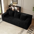 thumbnail image 3 of Muumblus 71" Boneless Sofa with Square Arms, Living Room Upholstered Deep Seat Couch with Pocket, Black Corduroy, 3 of 8