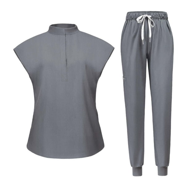 Conjunto de uniforme médico femenino con top y pantalón deportivo para spa, salón de belleza y tienda de mascotas. SG