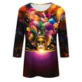 thumbnail image 5 of QATAINLAV Prime Sales Women's Mardi Gras Outfits Fashion Casual Round Neck 3/4 Sleeve Loose T-Shirt 2025 Carnival Party Trendy Graphic Tees Multicolor XXXXXL, 5 of 6