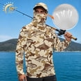 thumbnail image 3 of SEANATIVE Men's Fishing Rash Guard, Sun Protection Long Sleeve Fishing Shirt Pullover with Mesh Face Mask Sun Protective Shirt Summer Outfits for Outdoor, L, Fish Camo Brown Beige, 3 of 7