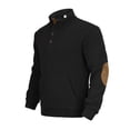 thumbnail image 5 of GuangCheng Men's Fleece Pullover Sweatshirt with Elbow Patches,Half Zip Placket,Casual Warm Tops,Baggy Fit Tops,Black,Size M, 5 of 9
