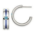 thumbnail image 4 of Edward Mirell Grey Ti Brushed Blue Anodized Blue Topaz Hoop Earrings, 4 of 7