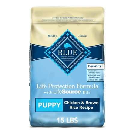 Blue Buffalo Life Protection Formula Chicken and Brown Rice Dry Dog Food for Puppies, Whole Grain, 15 lb. Bag