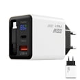 thumbnail image 1 of Universal 65W Extendable GaN Charger with Digital Display, US EU UK Plug, Fast Charging for iPhone Phones & Tablets, Compact Travel Adapter in White, Yellow, Silver, Black, 1 of 8