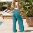 thumbnail image 6 of ClodeEU Women's High Waisted Straight Leg Pants with Drawstring,Casual Loose Fit Trousers Blue,Womens Plus M, 6 of 9