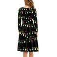 thumbnail image 3 of Suhoaziia Black Xmas Dresses for Women Size S Black Xmas Colored Light Bar Print Jumpskirt Long Sleeves Breathable Swing Skater Casual Holiday Womendress for Wedding Guest, 3 of 6