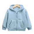 thumbnail image 5 of Otqutp Children Warm Winter Coat Toddler Kids Baby Outwear Long Sleeve Round Neck Solid Color Jacket Zipper Hooded Windproof Coats for Girls Boys(Light Blue,7-8 Years), 5 of 5