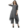 thumbnail image 2 of Moomaya Printed Asymmetric Kurti Pant Set Chanderi Women Ethnic Wear Plus Size, 2 of 6