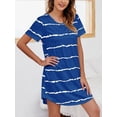 thumbnail image 4 of Night Shirts Womens Nightgowns Striped Short Sleeve Sleepwear Comfy Sleeping Dress S-XXL, 4 of 5