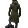thumbnail image 4 of Trench Coat Men Double Breasted Business Wrap Hooded Long Jacket With Pockets Casual Knee Length Winter Overcoats, 4 of 5