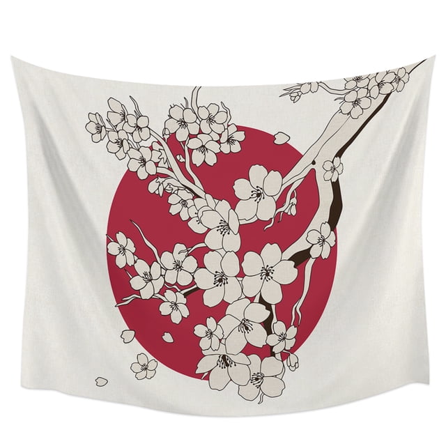 Japanese Kitchen Sakura Texture Tapestry Wall Hanging Boho Tapestry Wall Home Bedroom Living Room Decor Hanging Cloth