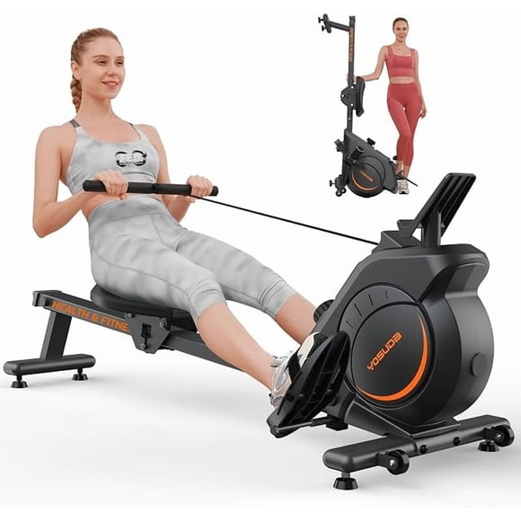YOSUDA Máquina de Remo Magnética para Entrenamiento en Casa, Capacidad de 350 lb, 16 Niveles de Resistencia Magnética Silenciosa, Uso en Máquina Rower con Bluetooth, Compatible con Aplicación