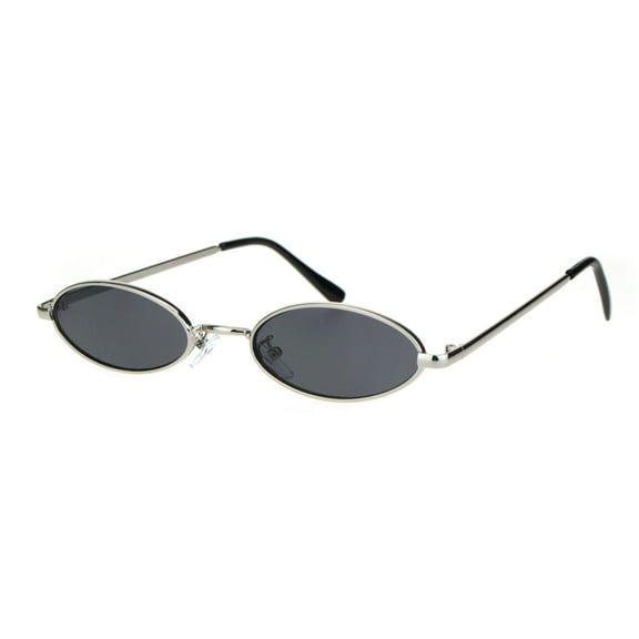 Mens Snug Pimp Narrow Oval Metal Rim Sunglasses Silver Black