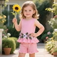 thumbnail image 2 of Xyant Toddler Baby Girl Clothes Knit Floral Fly Sleeve Tops Shorts Cute Summer Spring Outfits Infant Baby Girl Clothing Set (Pink,12-18 Months), 2 of 7